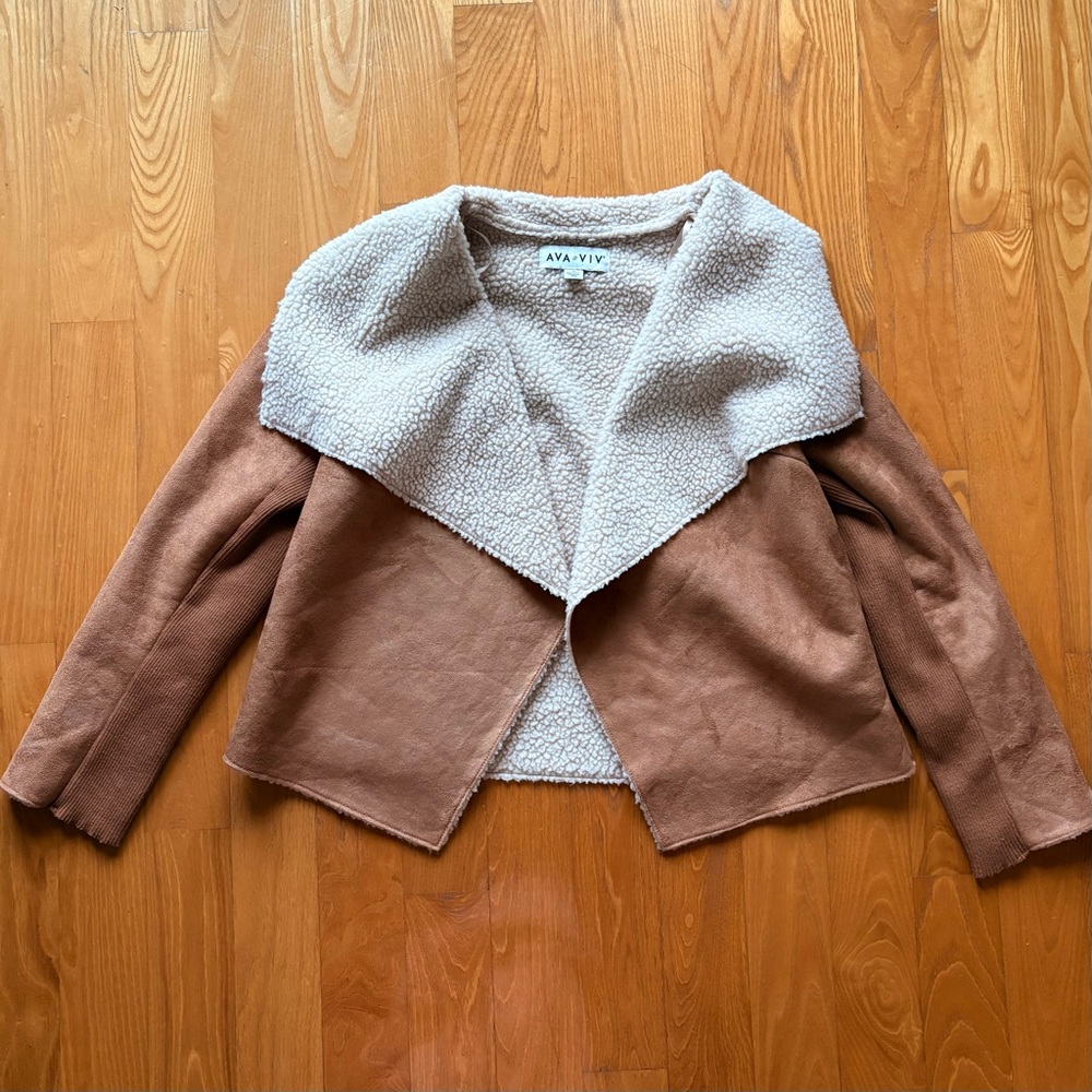 Faux Suede Shearling Lined Oversized Coat